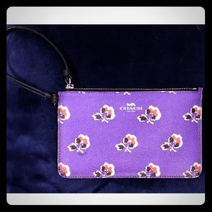 New Coach wristlet Wallet Purple Leather purse
